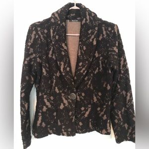 Nic&Zoe Taupe with Black Lace Overlay Jacket